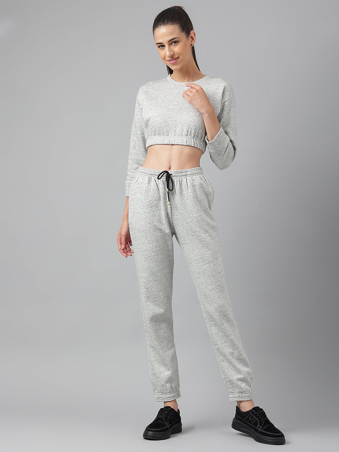 Cotton Fleece Jogger Set -Grey