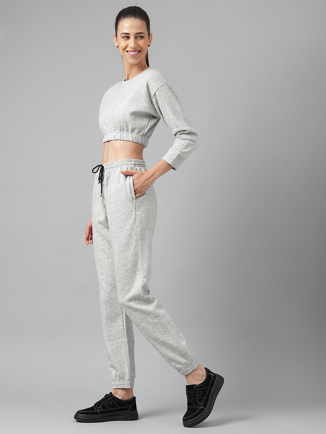 Cotton Fleece Jogger Set -Grey
