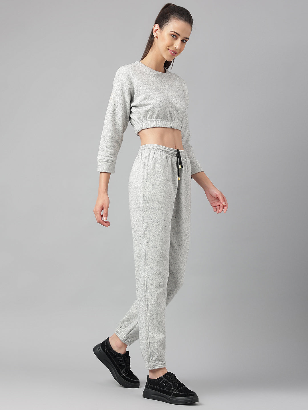 Cotton Fleece Jogger Set -Grey