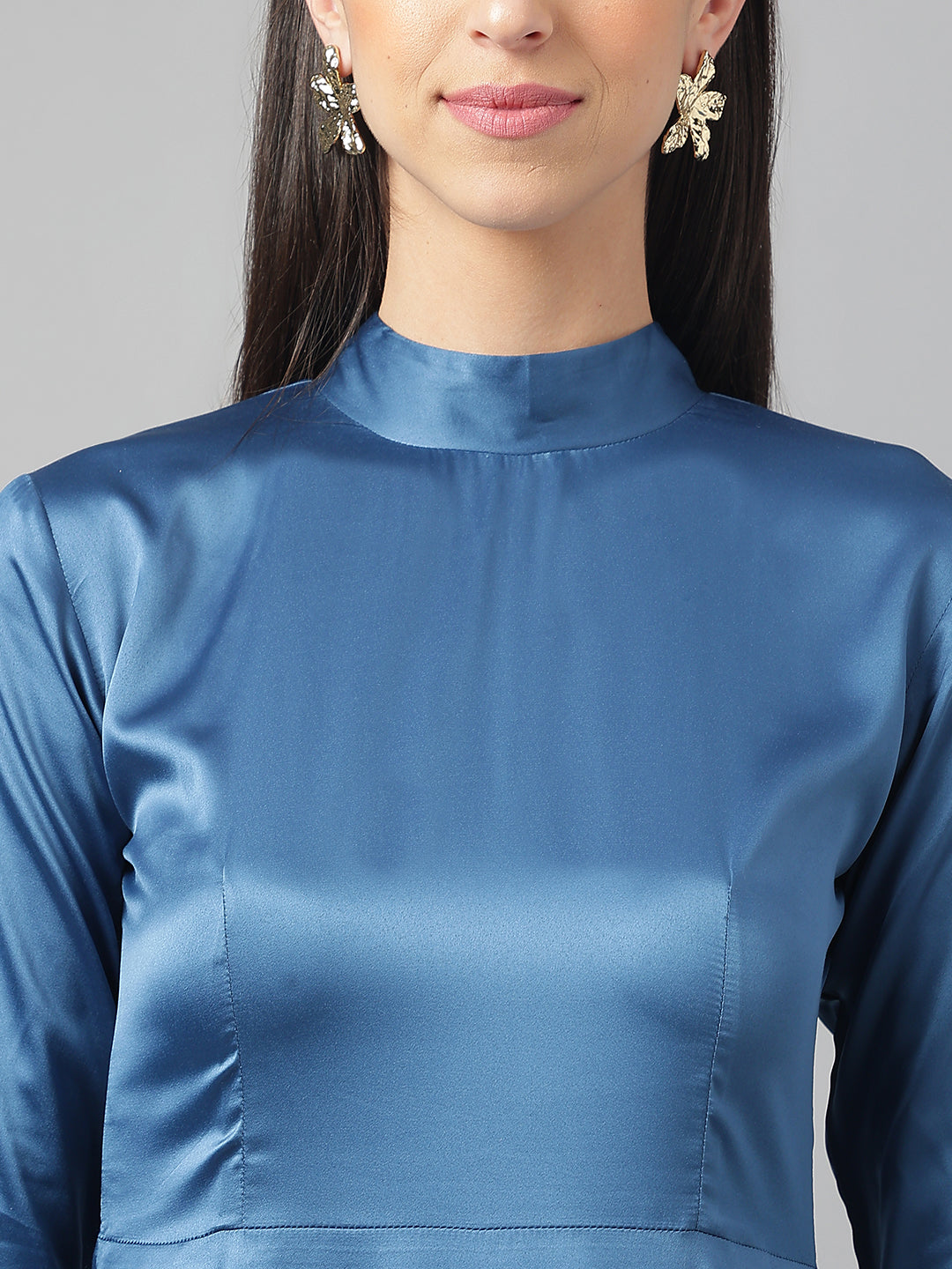 Blue Long Satin Dress