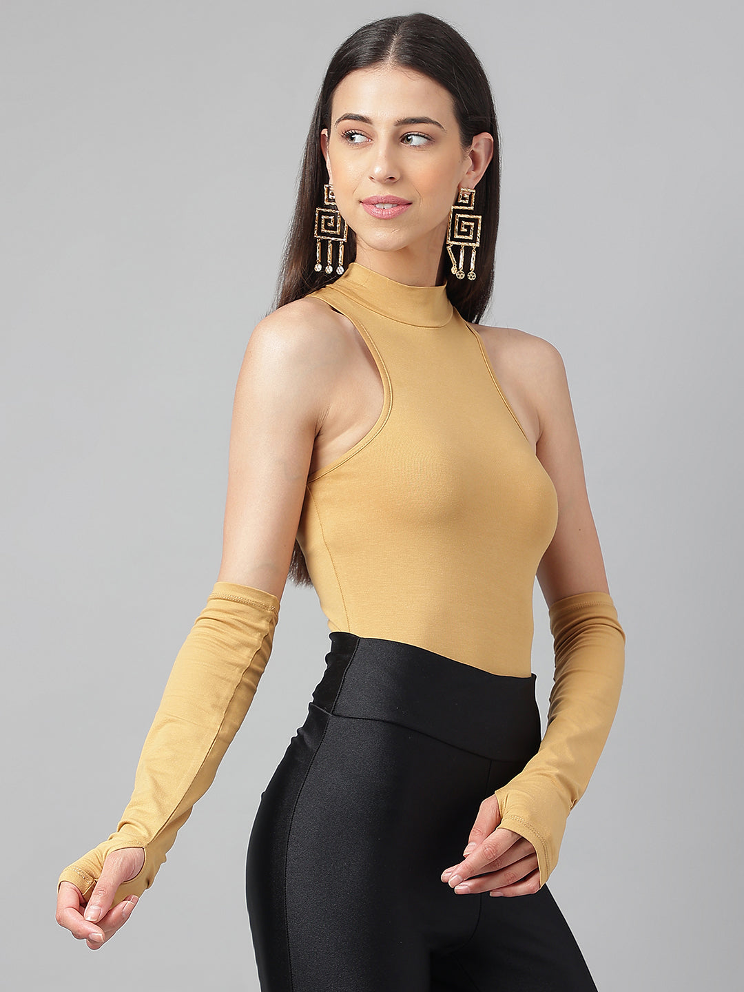 Nude Bodysuit With Gloves