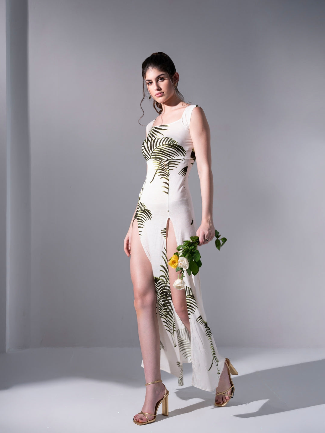 White Gown Dress with front double Slits