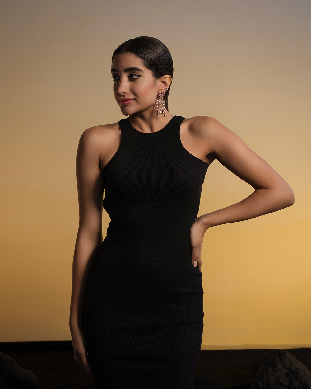 Ribbed Midi Backless Dress