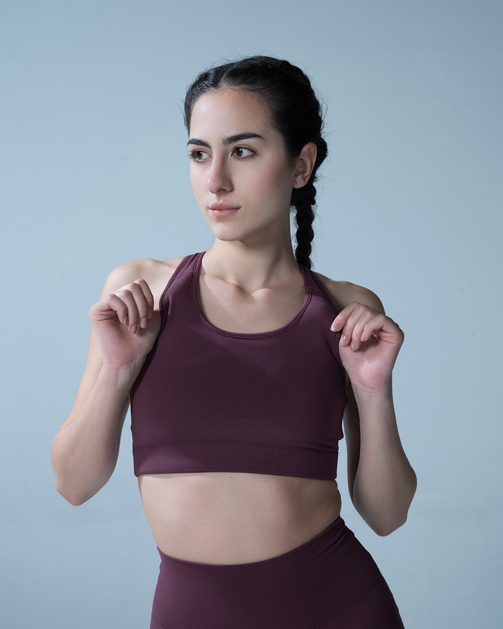 Mulberry Scrunched Booty Leggings With Sports Bra Set