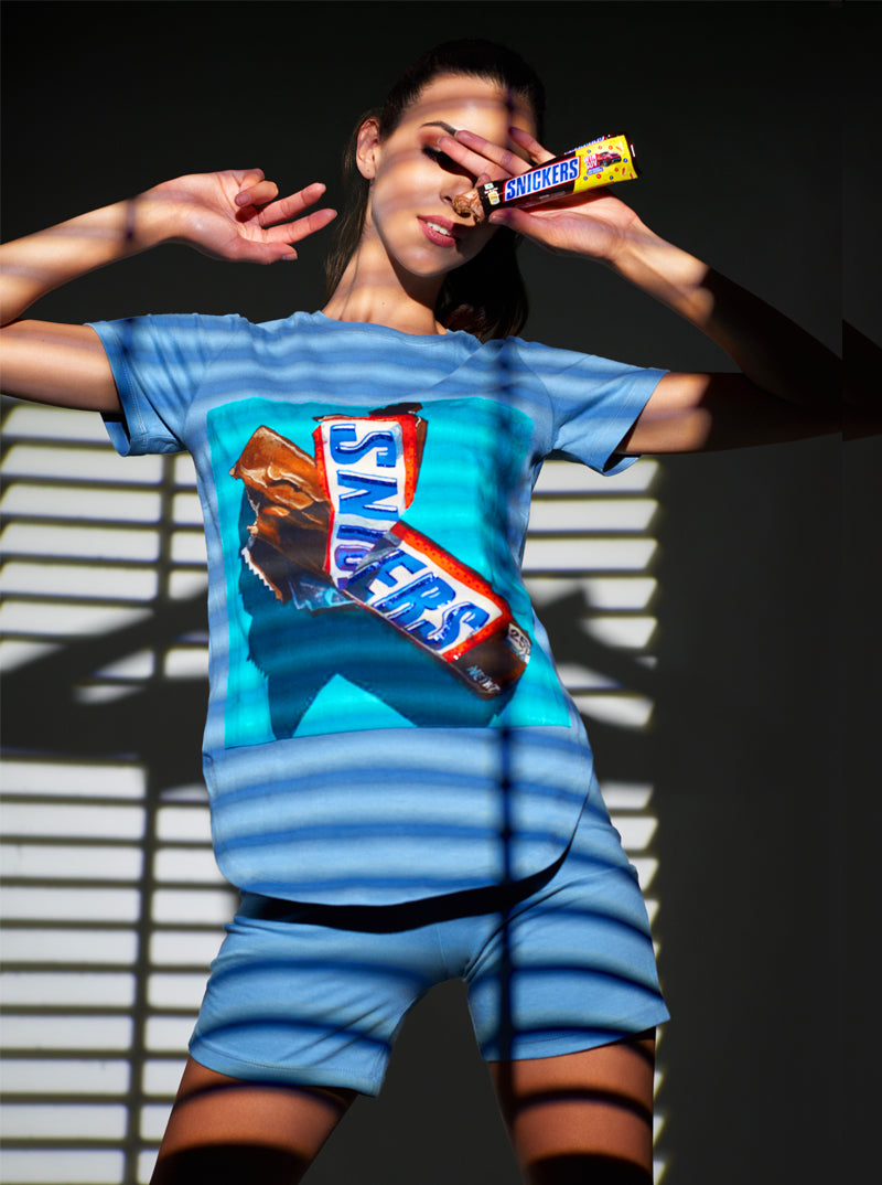 Hand embroidered Snickers Biker Short And T shirt Set OhSoFly