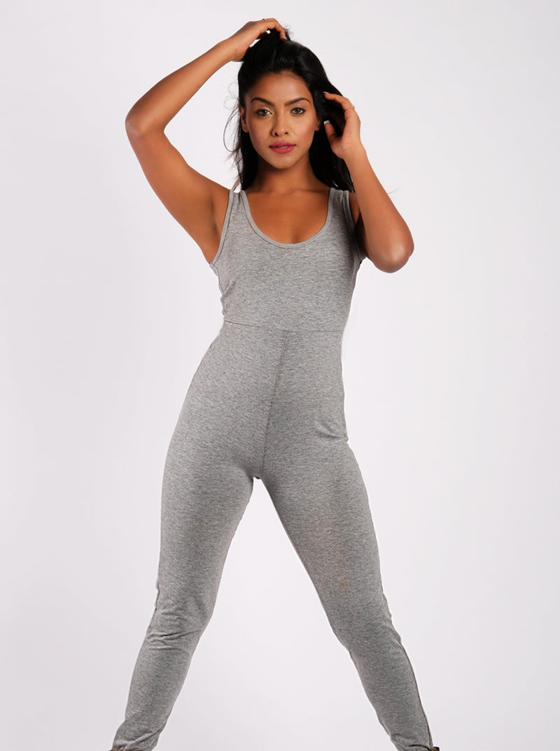 Sleeveless Bodycon Jumpsuit - Grey