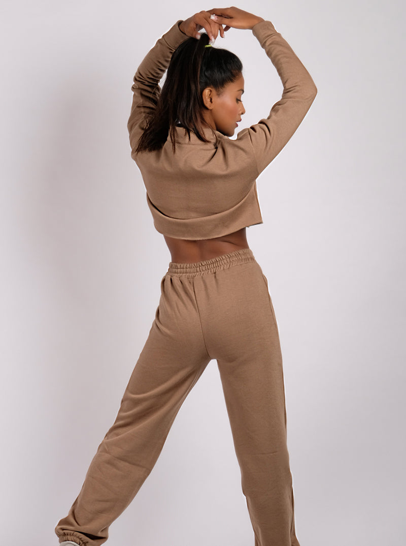 High Waisted Jogger Set - Warm Tan