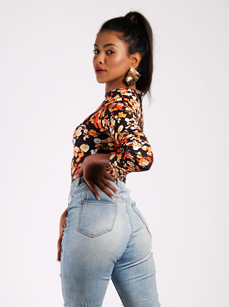 Floral Bloom Printed Jersey Bodysuit