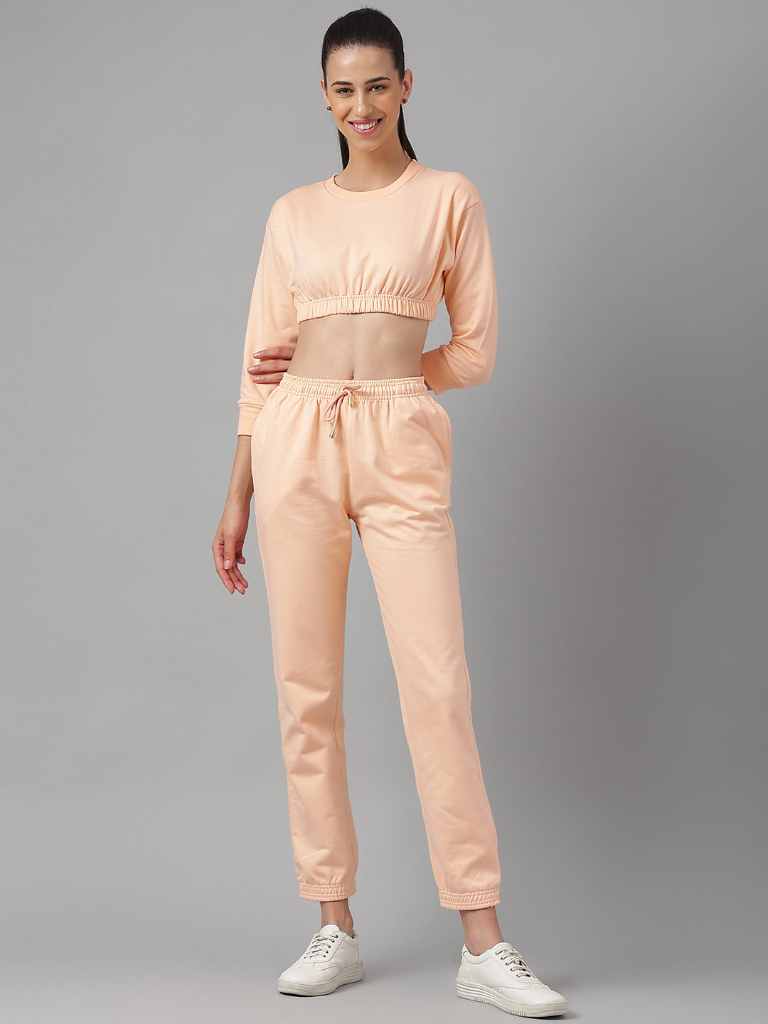 Cotton Fleece Jogger Set -Peach