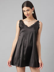 Hard to forget-Black satin dress