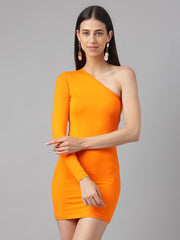 Senorita One Shoulder Dress - Orange