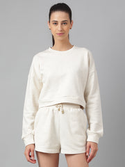 Allure Cotton Fleece Shorts Set -Off-White