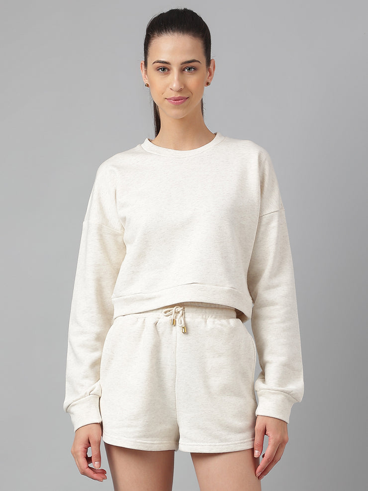Allure Cotton Fleece Shorts Set -Off-White