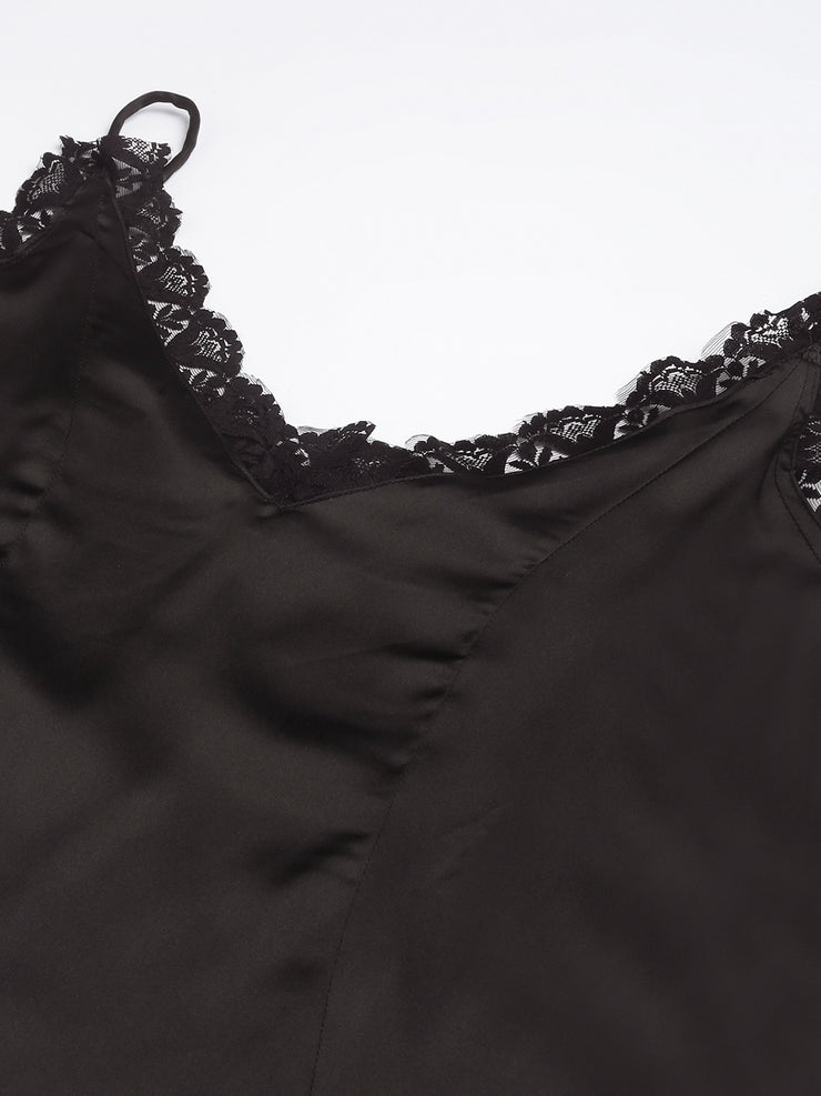 Hard to forget-Black satin dress