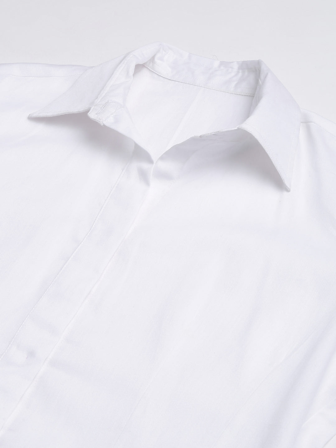 White Long Sleeve Button Shirt Dress
