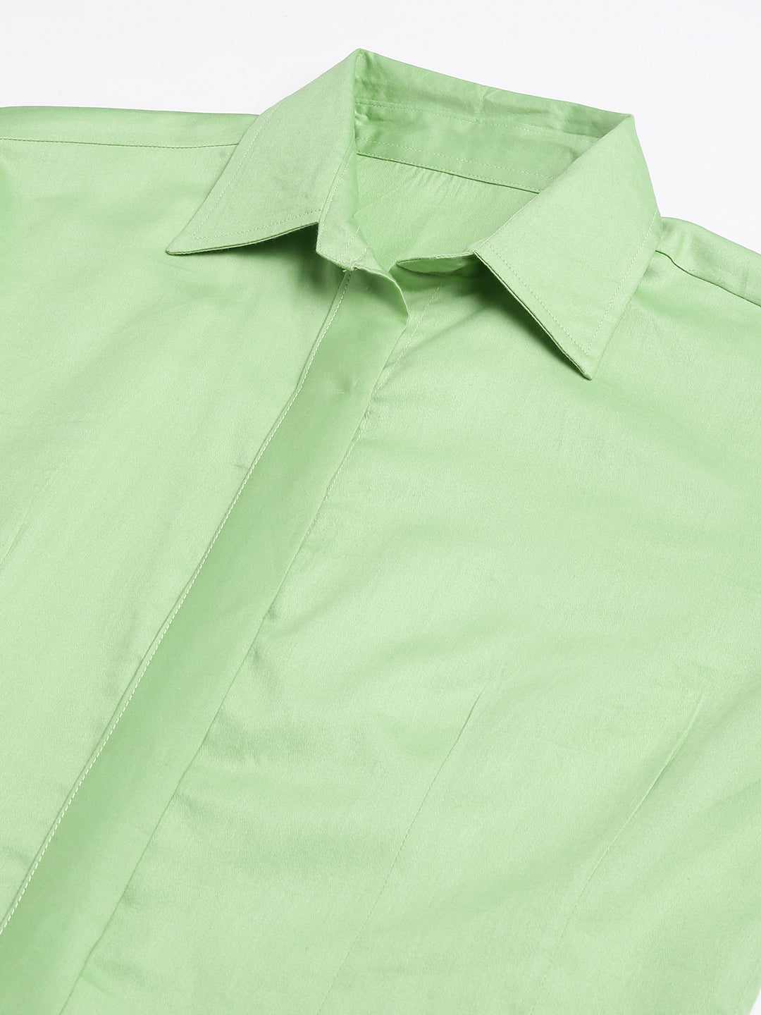 Tea Green Long sleeve button Shirt Dress