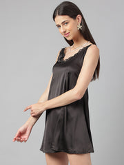 Hard to forget-Black satin dress