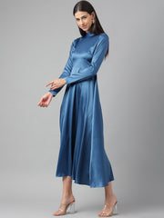 Blue Long Satin Dress