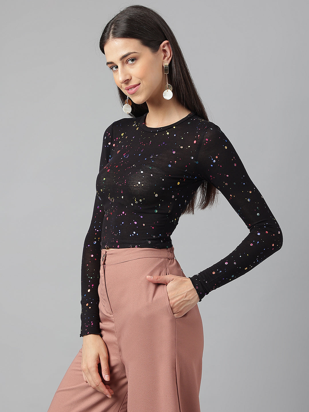 Foil Print Crop Top