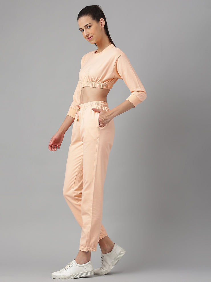 Cotton Fleece Jogger Set -Peach
