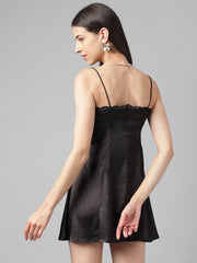 Hard to forget-Black satin dress