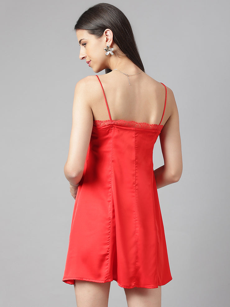 Marilyn Moment Satin Dress - Red