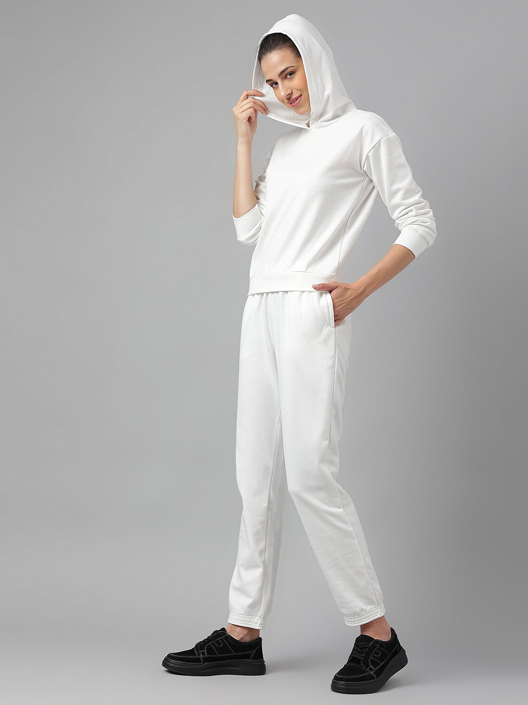 Cotton Fleece Jogger Set -White