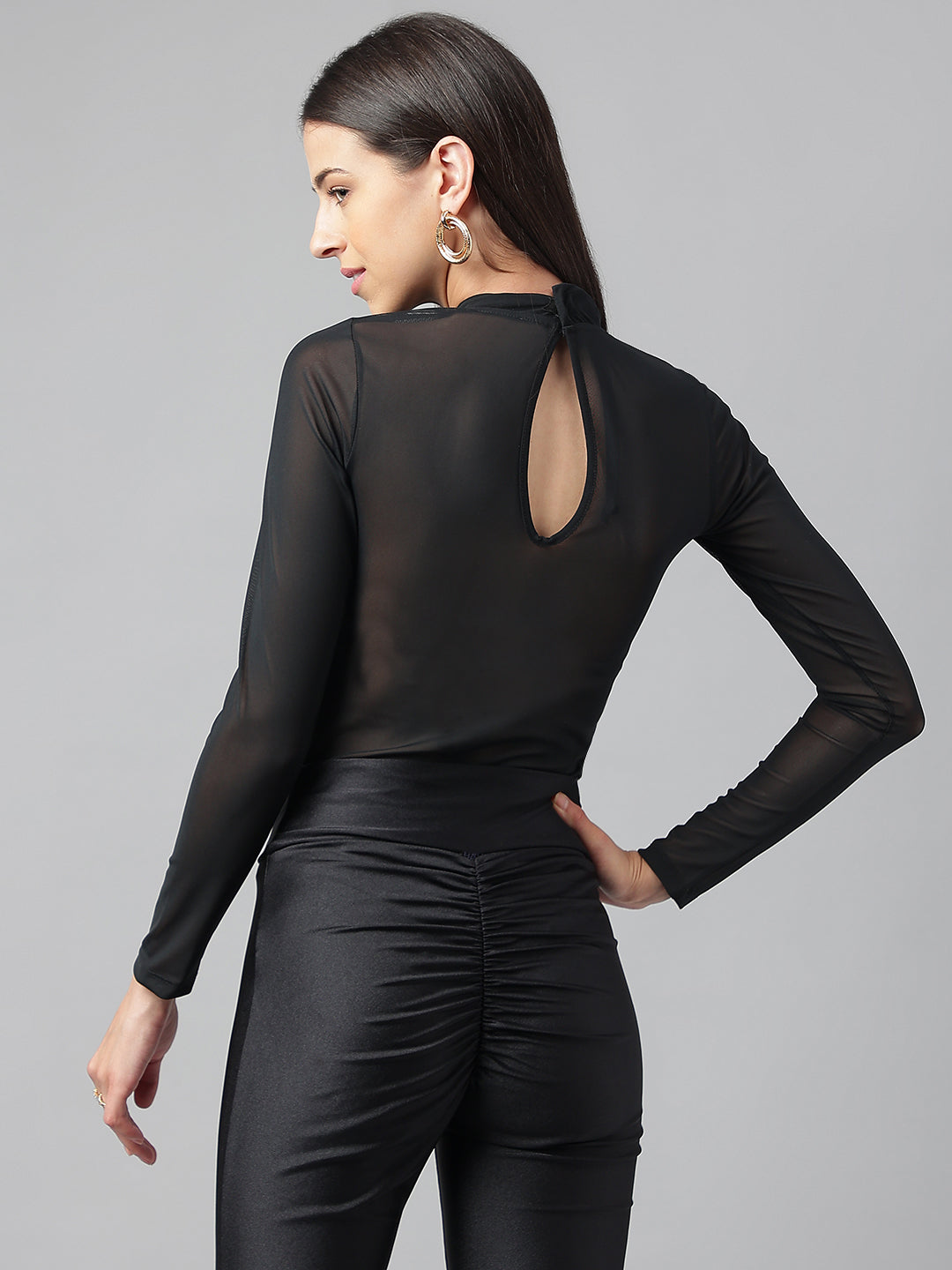 Black Lycra Mesh Bodysuit