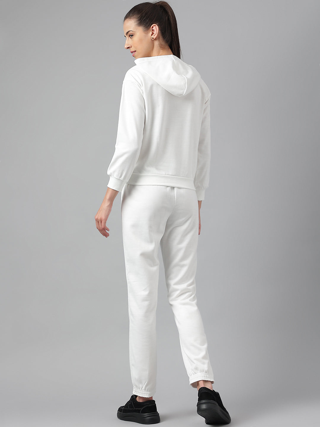 Cotton Fleece Jogger Set -White