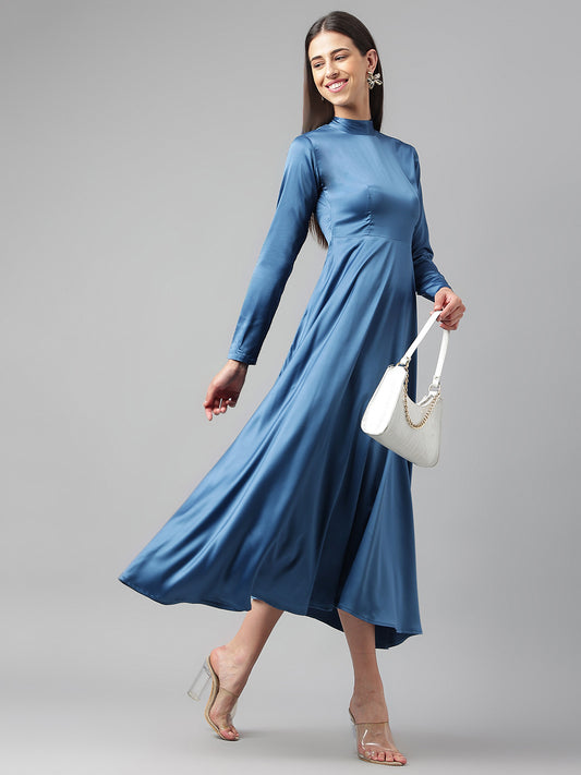 Blue Long Satin Dress