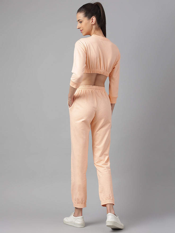 Cotton Fleece Jogger Set -Peach