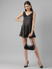 Hard to forget-Black satin dress