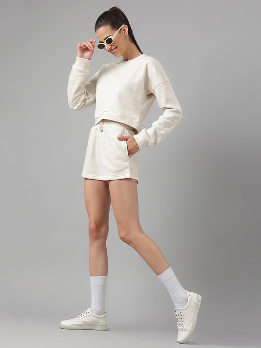 Allure Cotton Fleece Shorts Set -Off-White