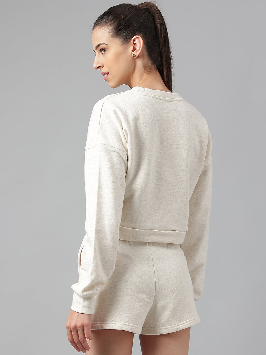 Allure Cotton Fleece Shorts Set -Off-White