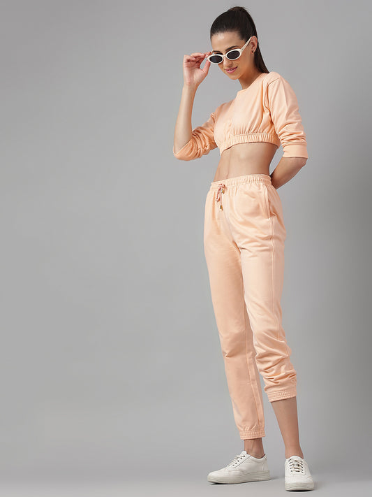 Cotton Fleece Jogger Set -Peach