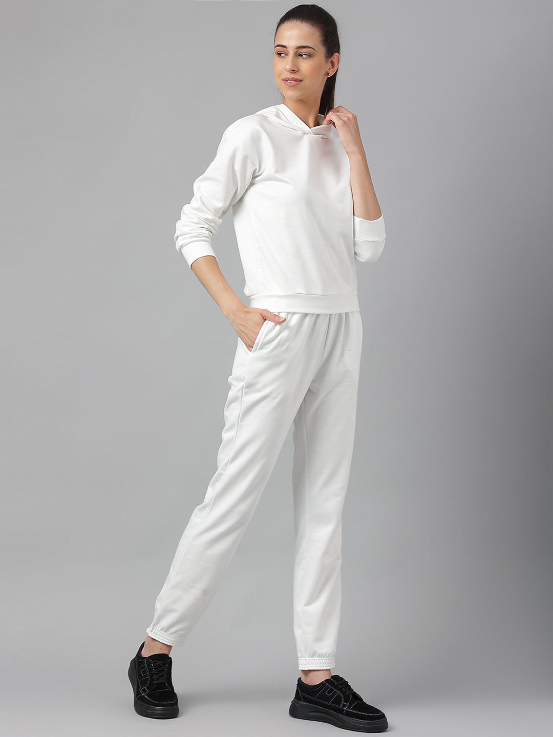 Cotton Fleece Jogger Set -White