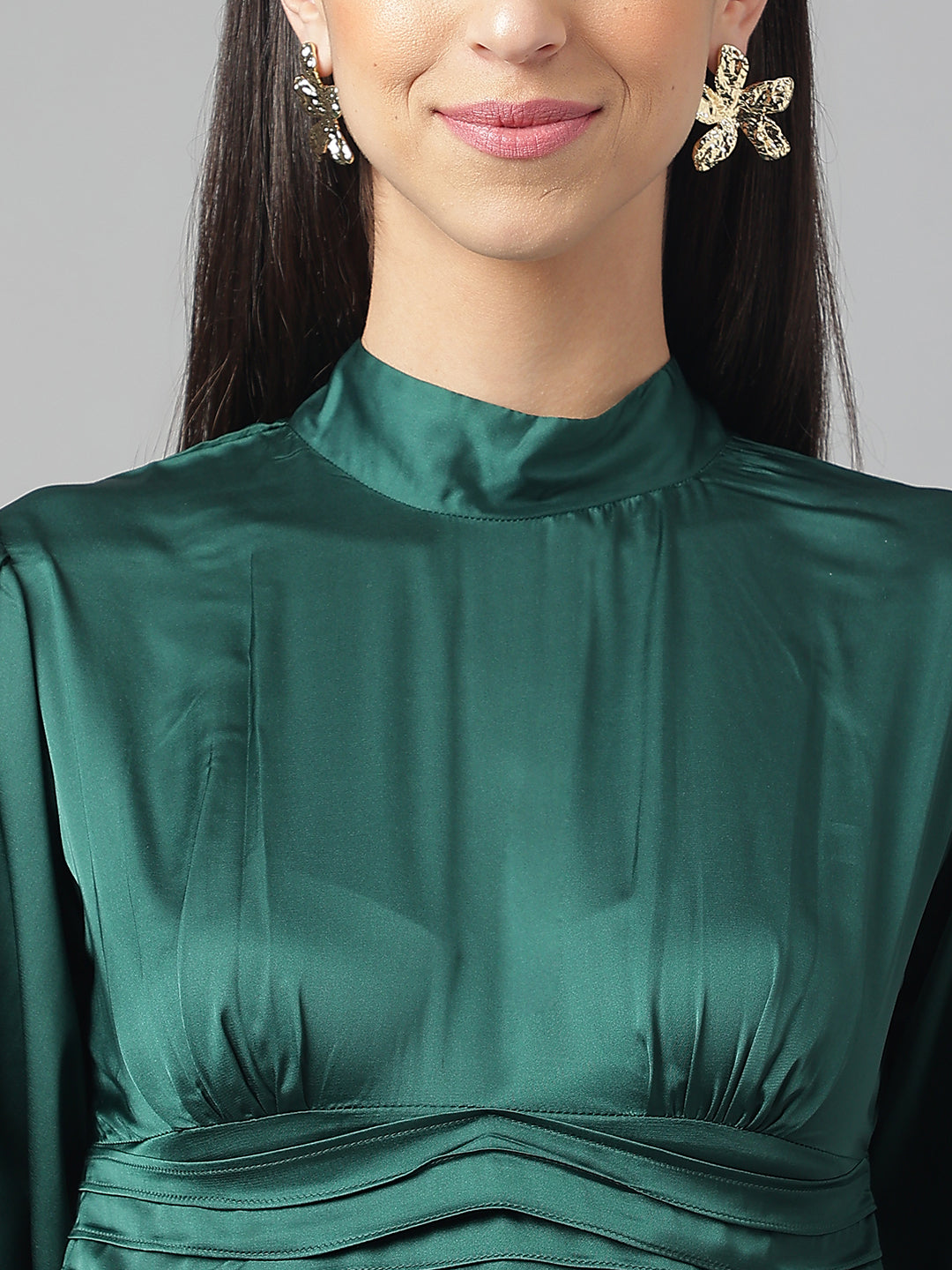 Deep Green Satin Prom Dresses Strapless Military Dress with Slit FD245 –  Viniodress