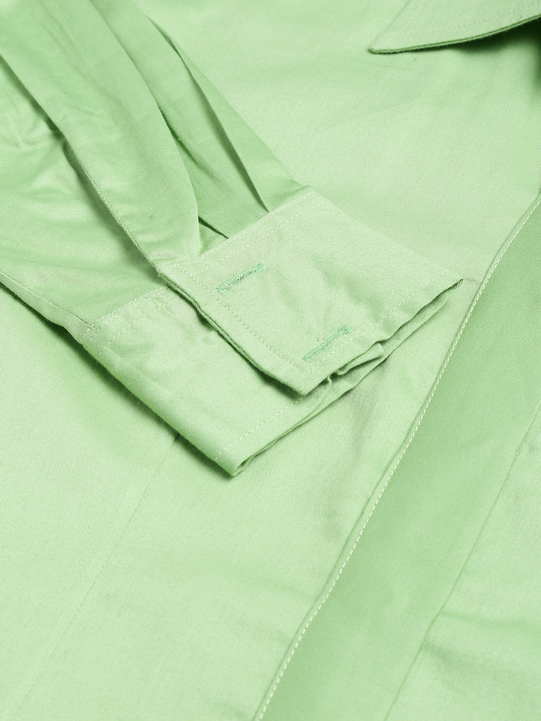 Tea Green Long sleeve button Shirt Dress