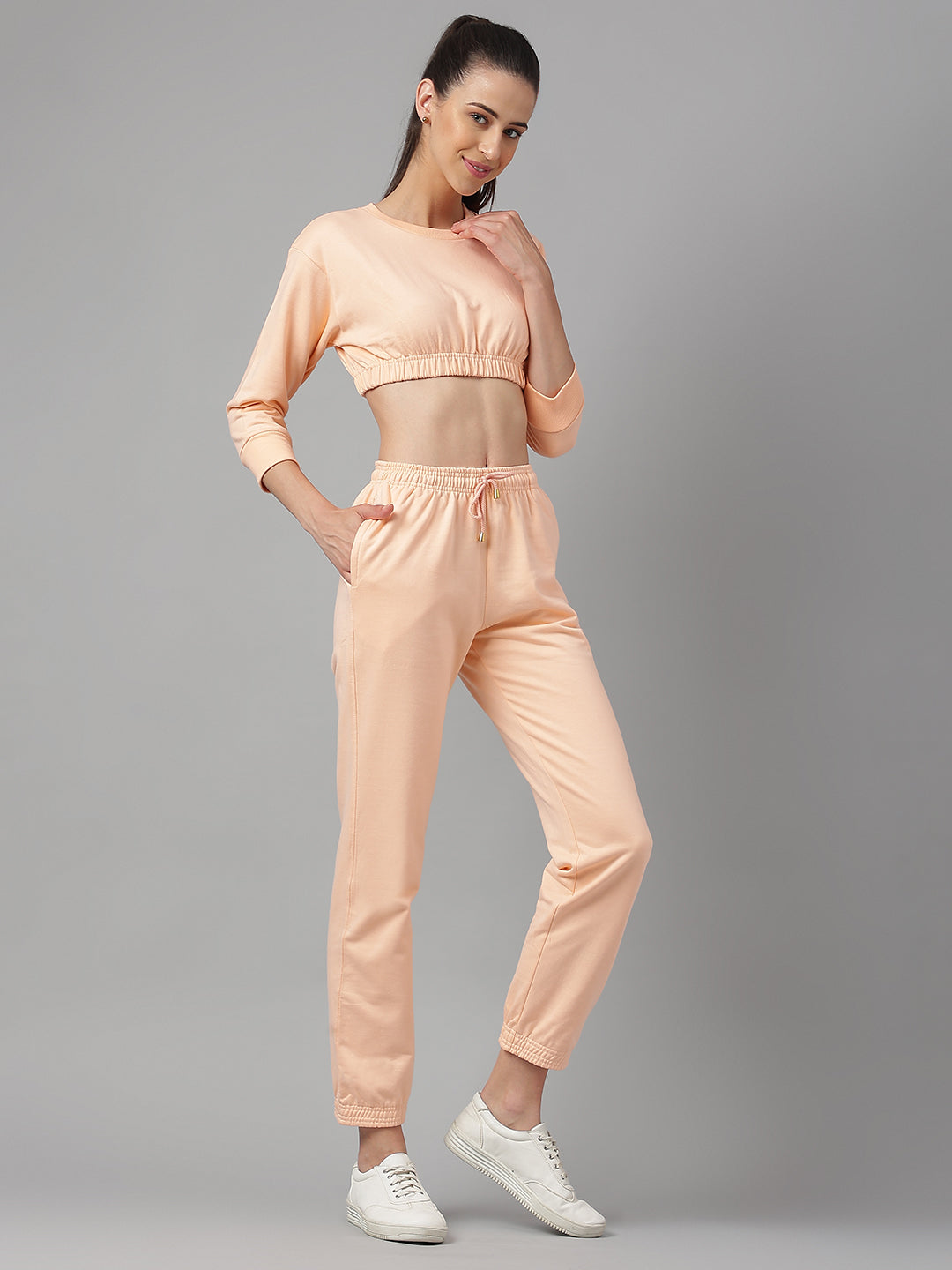 Cotton Fleece Jogger Set -Peach