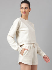 Allure Cotton Fleece Shorts Set -Off-White