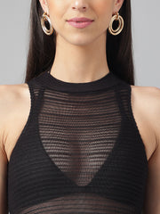 A Hot Mesh Bodysuit With Gloves