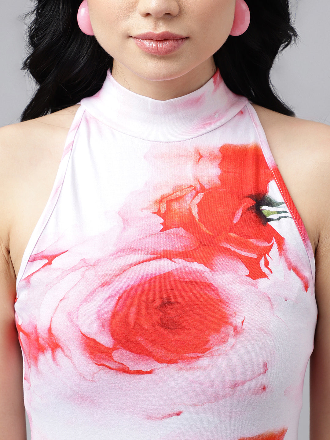 Rose Printed Bodycon Dress