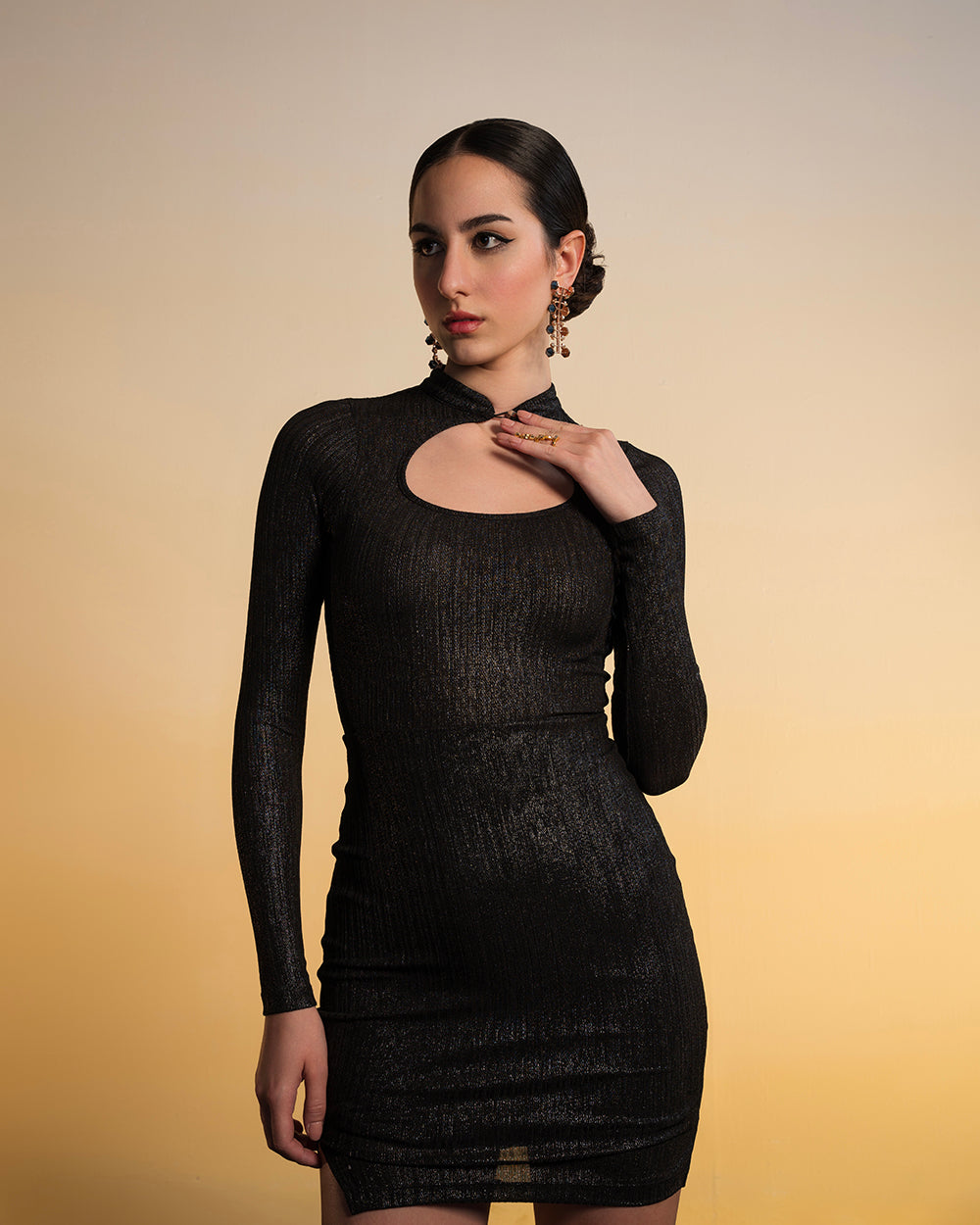 Glamorous Textured Black Bodycon Dress