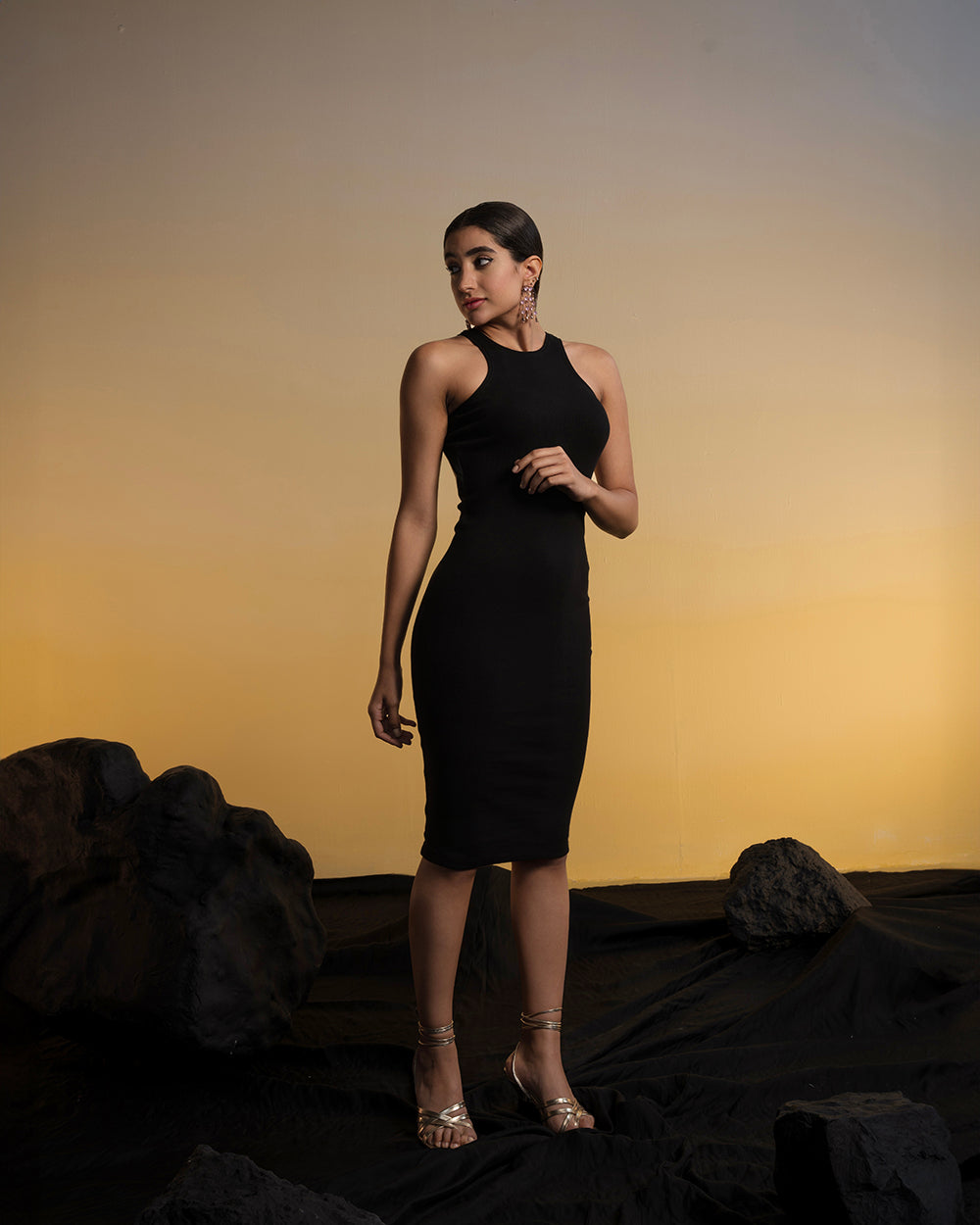 Ribbed Midi Backless Dress