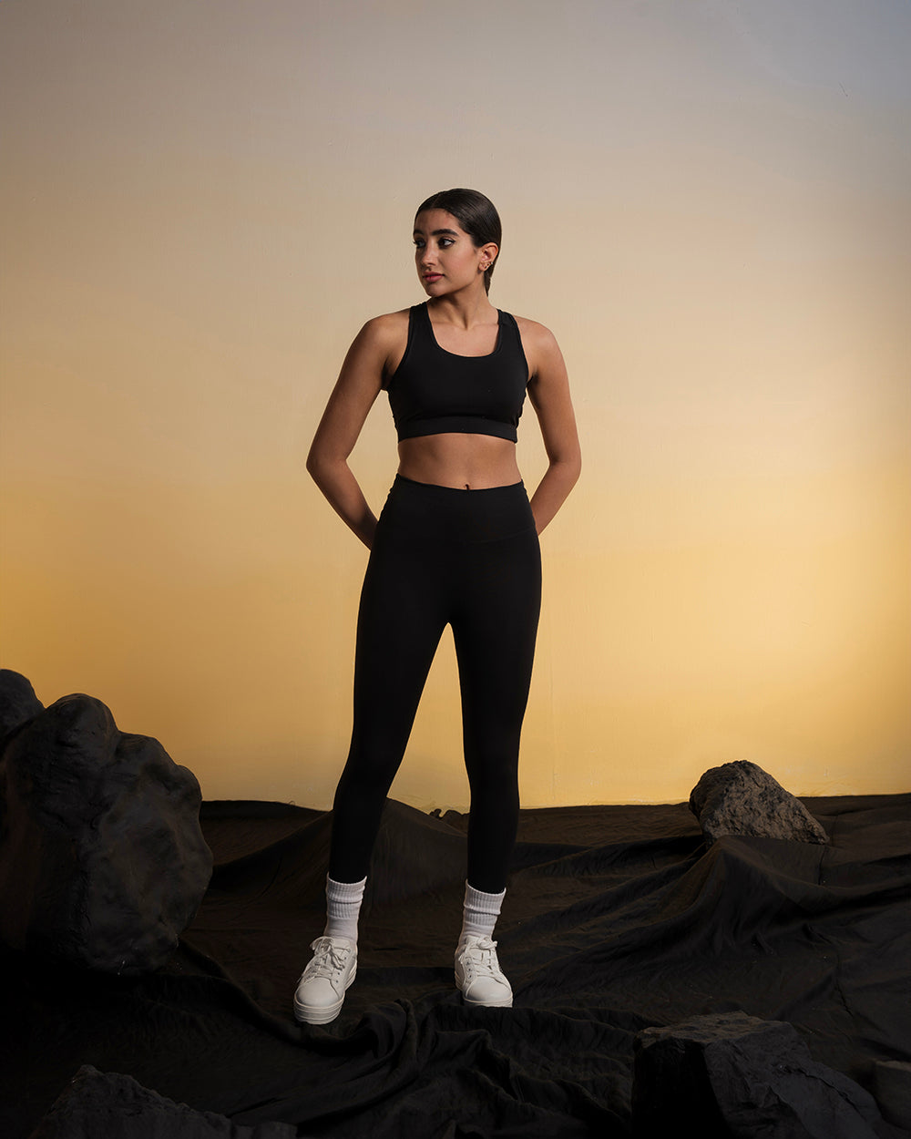 Black High Waisted Scrunch Booty leggings With Sports Bra