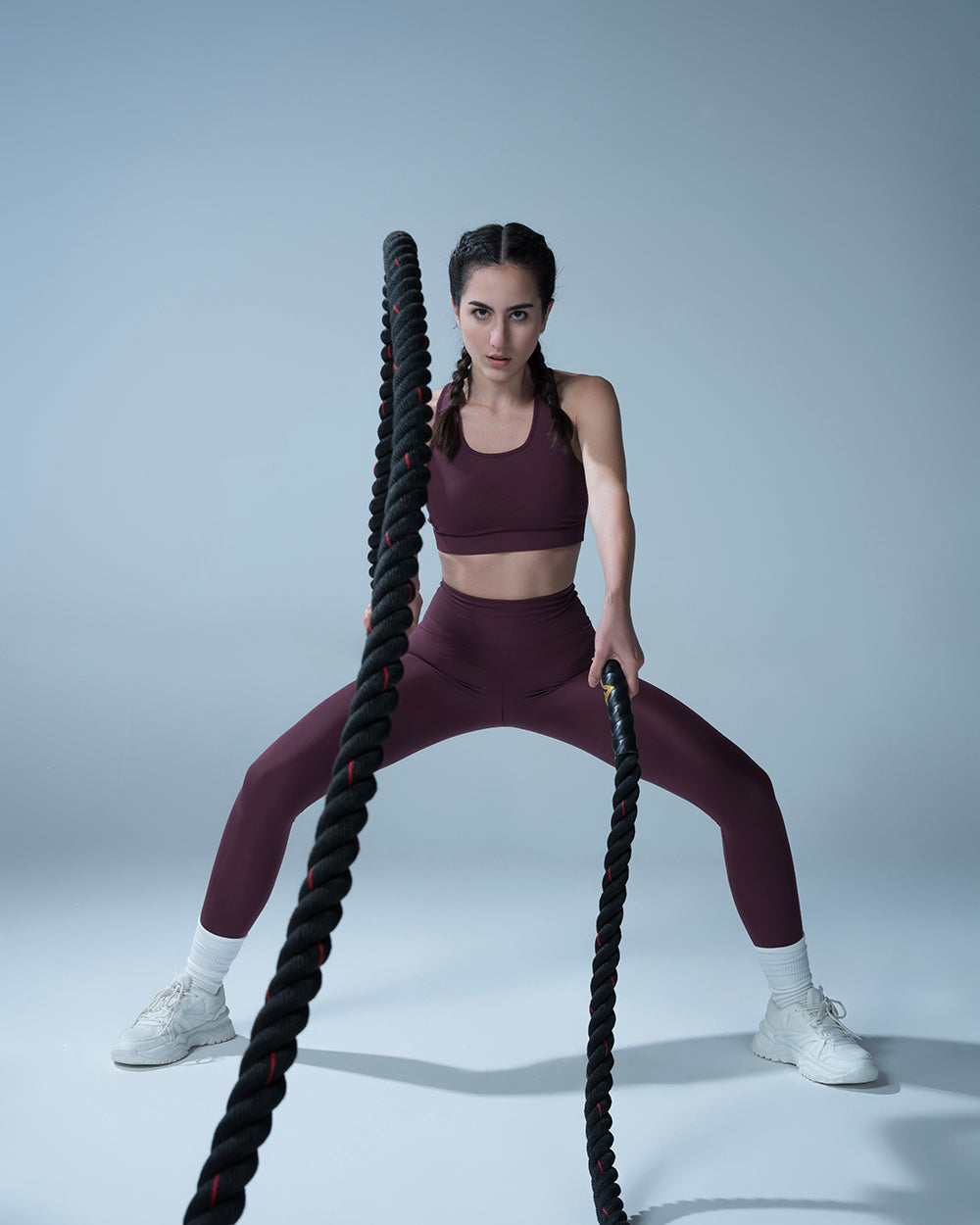 Mulberry Scrunched Booty Leggings With Sports Bra Set