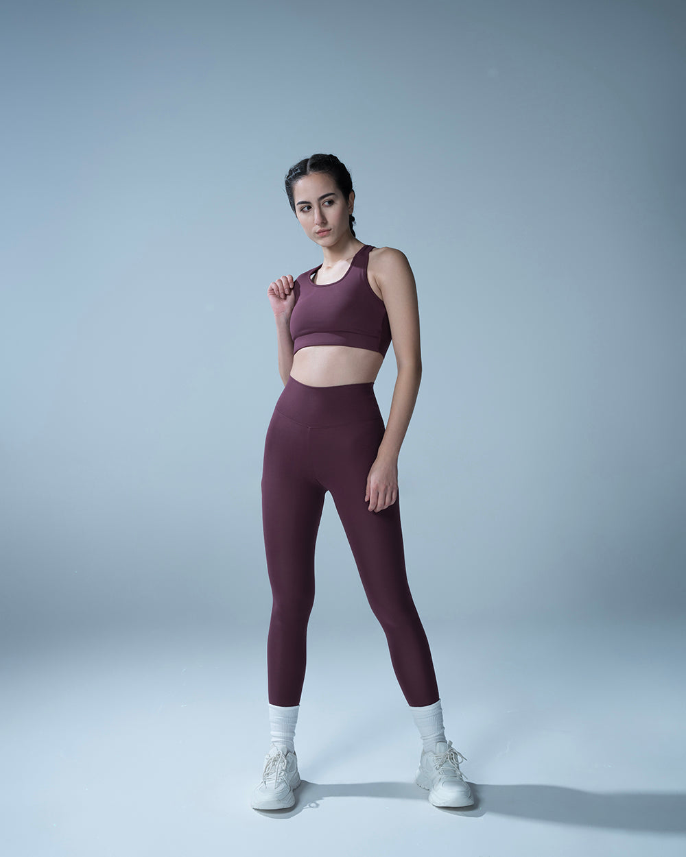 Mulberry Scrunched Booty Leggings With Sports Bra Set