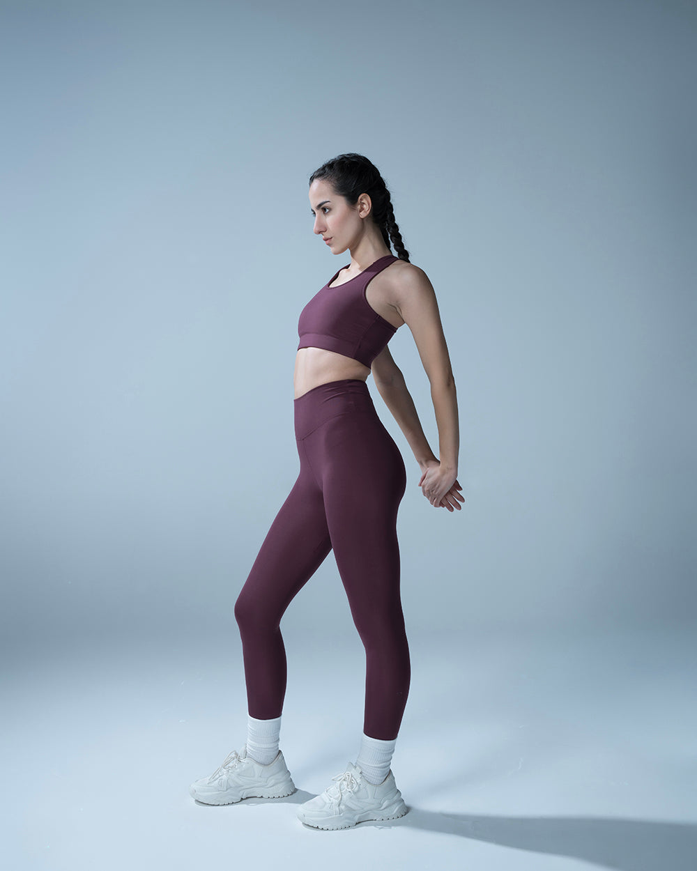 Mulberry Scrunched Booty Leggings With Sports Bra Set