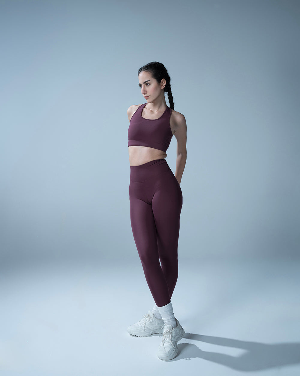 Mulberry Scrunched Booty Leggings With Sports Bra Set