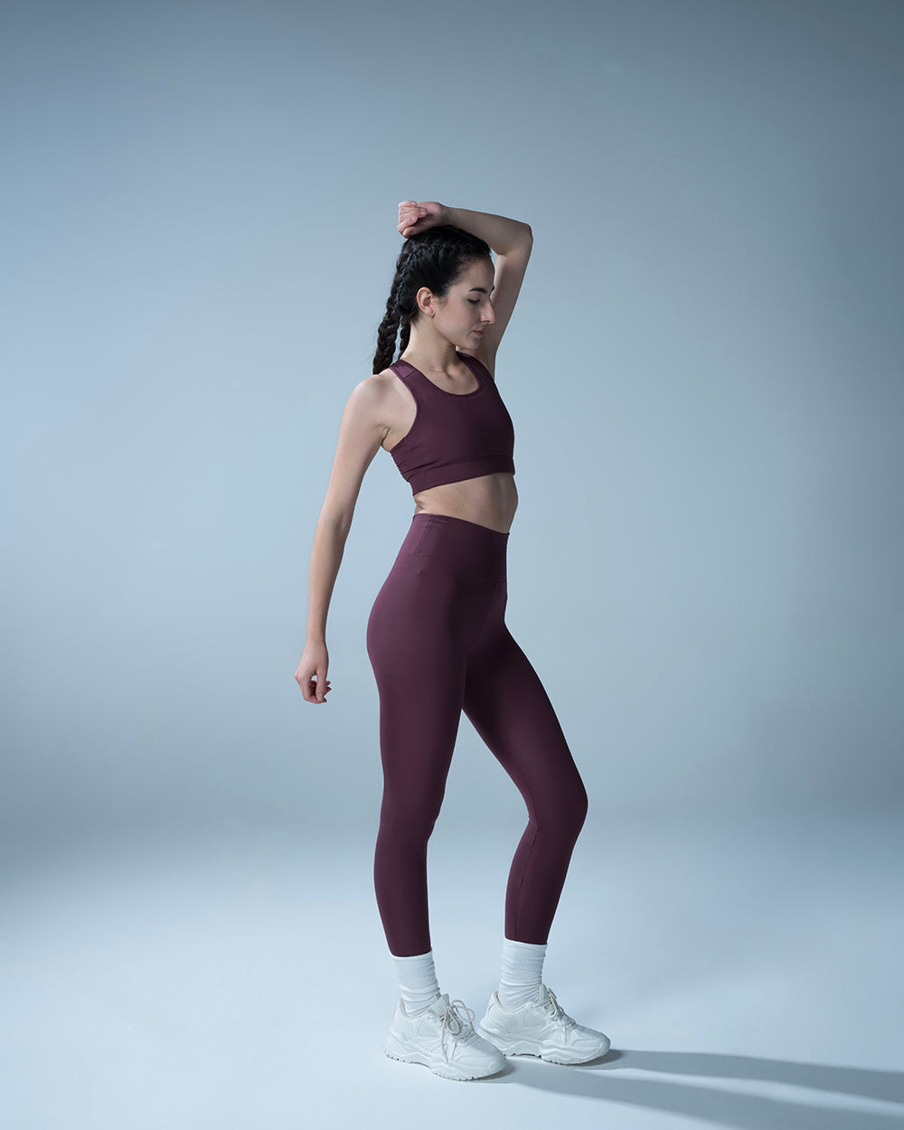 Mulberry Scrunched Booty Leggings With Sports Bra Set